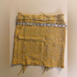 HYFVE Yellow Smocked Tie Front Crop Top